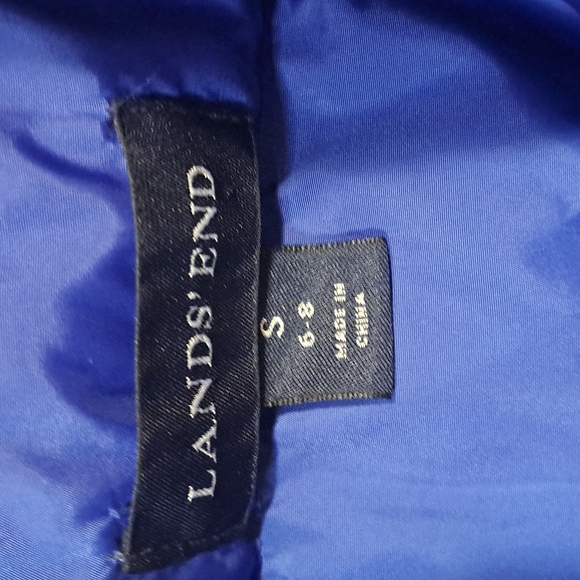 Lands' End down puffer vest snap front - S - royal blue - Picture 2 of 4